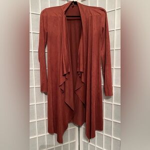MEZZANINE Marsala Open Front Drape Waterfall Cardigan NWT